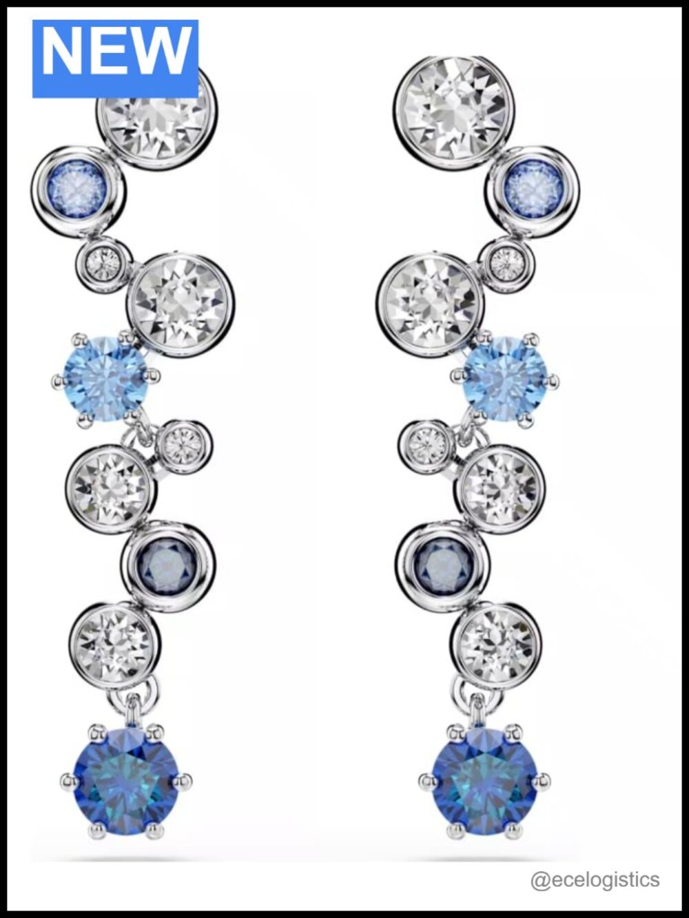 Rhodium Plated Crystal Zirconia Drop Dangle Earrings